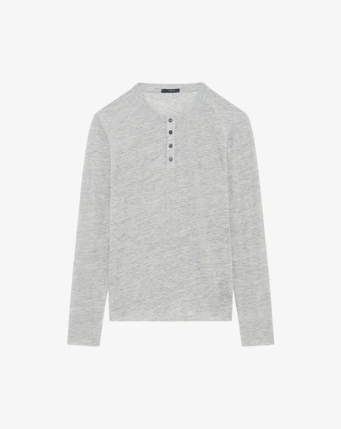 IRO SANDRIO HENLEY NECK LINEN TSHIRT Light Grey Men Tshirts