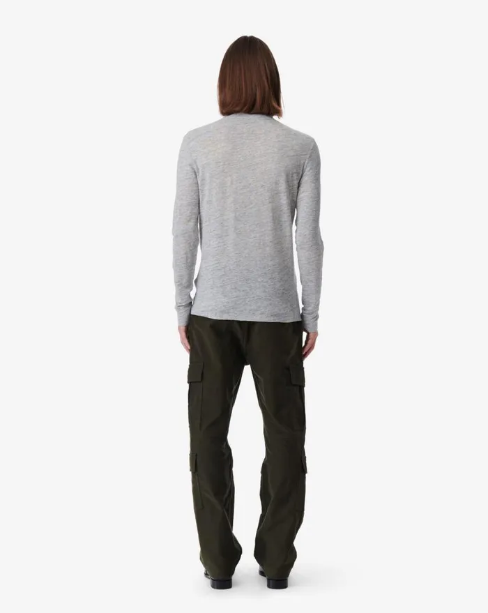 IRO SANDRIO HENLEY NECK LINEN TSHIRT Light Grey Men Tshirts