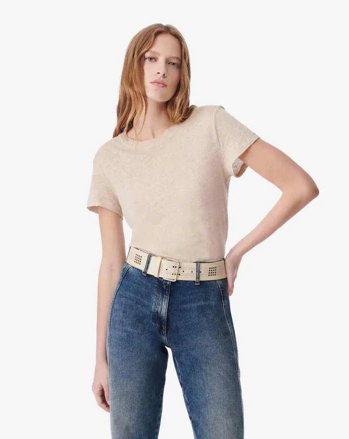 IRO THIRD ROUNDNECK LINEN TSHIRT Light Beige Women Tshirts