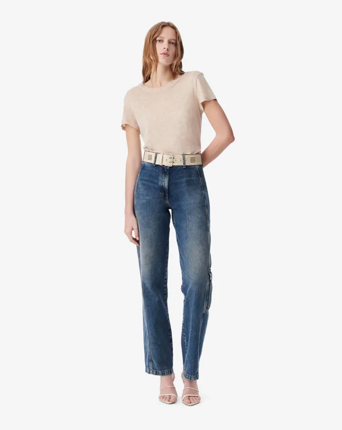IRO THIRD ROUNDNECK LINEN TSHIRT Light Beige Women Tshirts