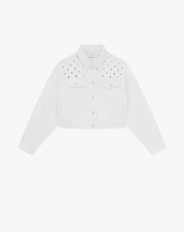 IRO UBALDO CROPPED JEAN JACKET Optical White Women Jackets and Coats