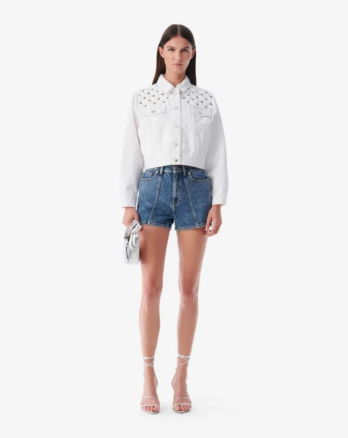 IRO UBALDO CROPPED JEAN JACKET Optical White Women Jackets and Coats