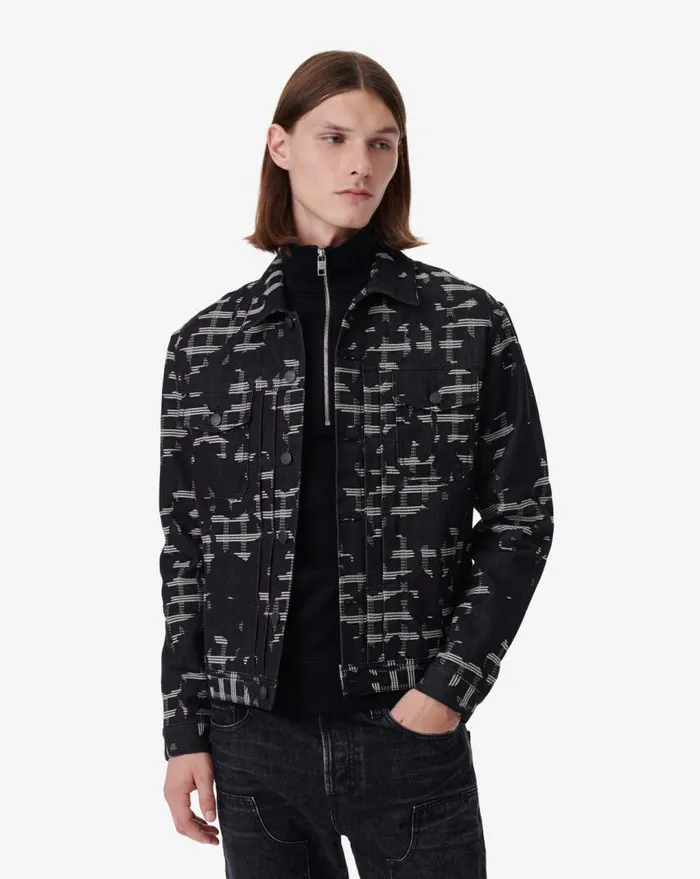 IRO YANIS PATTERNED DENIM JACKET Blueblack Men Jackets and Coats