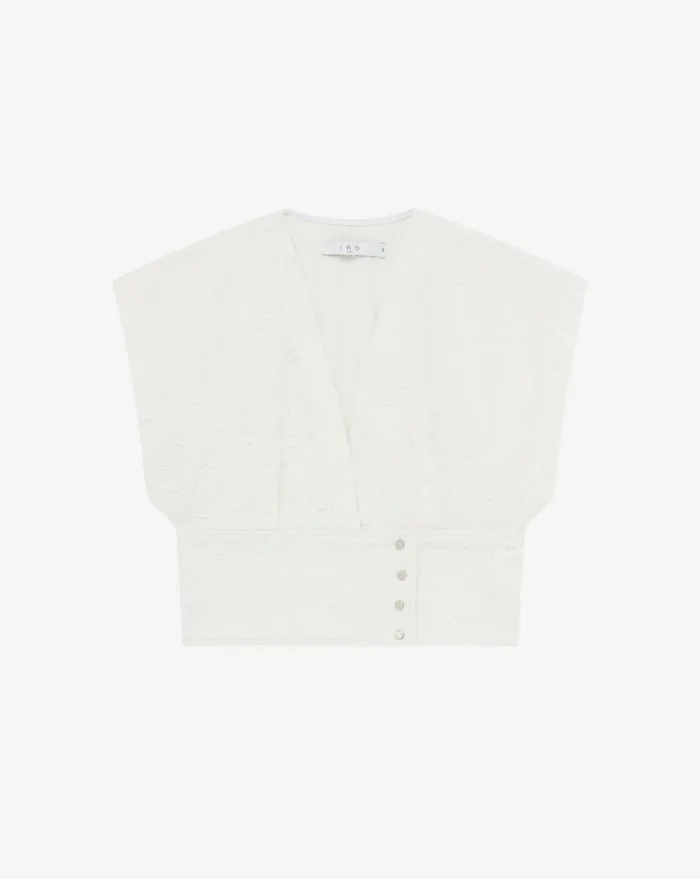 IRO ZAHAIR VNECK DENIM TOP Ice Blue Women Tops and Shirts