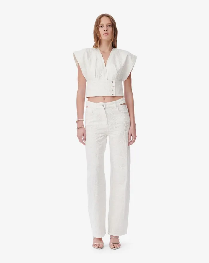 IRO ZAHAIR VNECK DENIM TOP Ice Blue Women Tops and Shirts