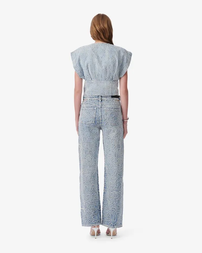 IRO ZAHAIR VNECK DENIM TOP Ice Blue Women Tops and Shirts