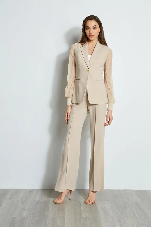 Jackets and Blazers Women Elie Tahari Chiffon Sleeve Blazer ISLAND SAND