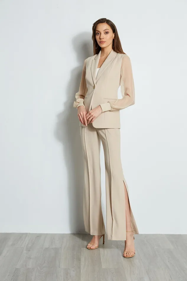 Jackets and Blazers Women Elie Tahari Chiffon Sleeve Blazer ISLAND SAND