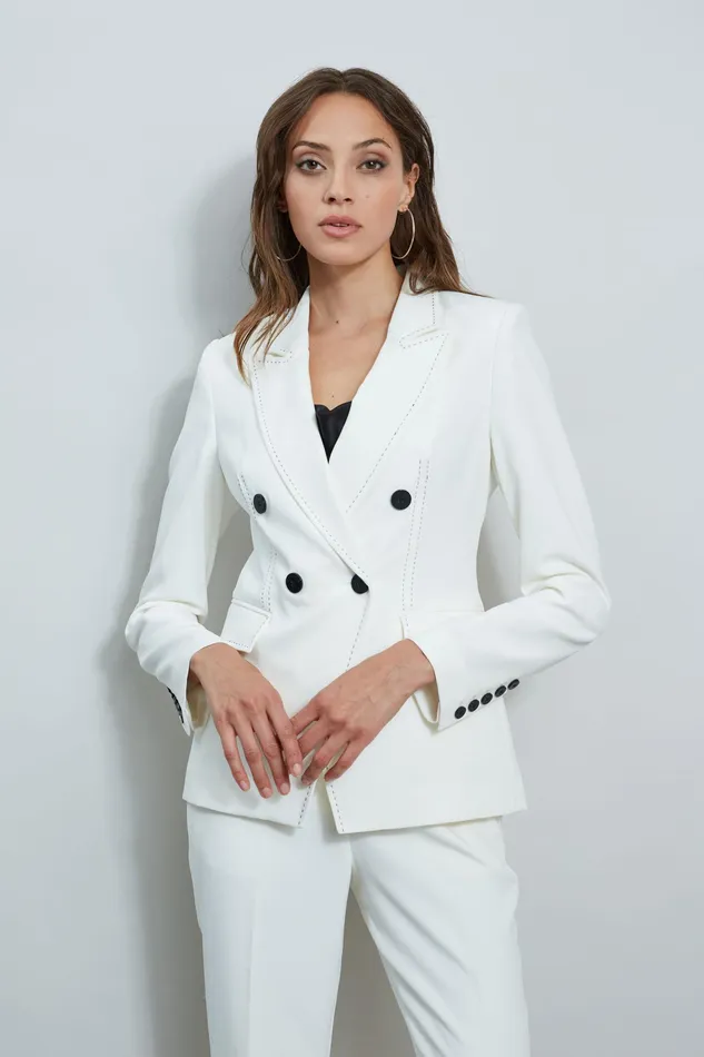 Jackets and Blazers Women Elie Tahari Stitch Double Breasted Blazer Sky White Jackets and Blazers Women Elie Tahari Stitch Double Breasted Blazer Sky White