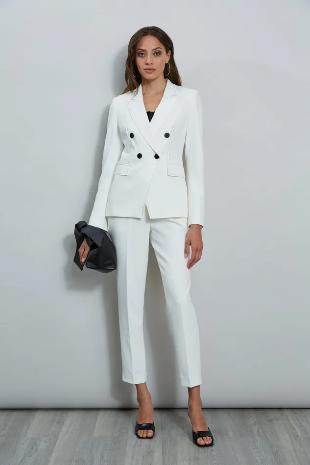 Jackets and Blazers Women Elie Tahari Stitch Double Breasted Blazer Sky White