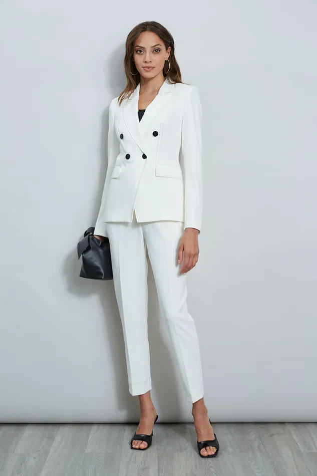Jackets and Blazers Women Elie Tahari Stitch Double Breasted Blazer Sky White