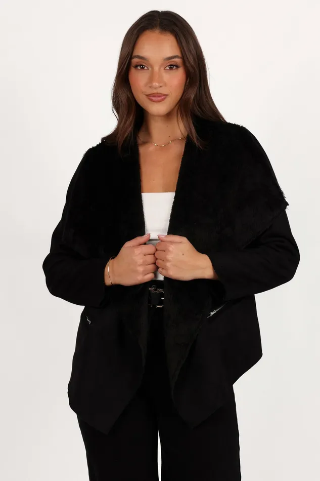 Jackets and Coats Lopez Faux Sherling Jacket Black 8211 Petal and Pup Women