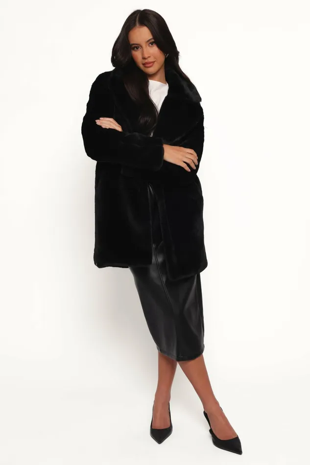 Jackets and Coats Meeka Faux Fur Jacket Black Petal and Pup Women