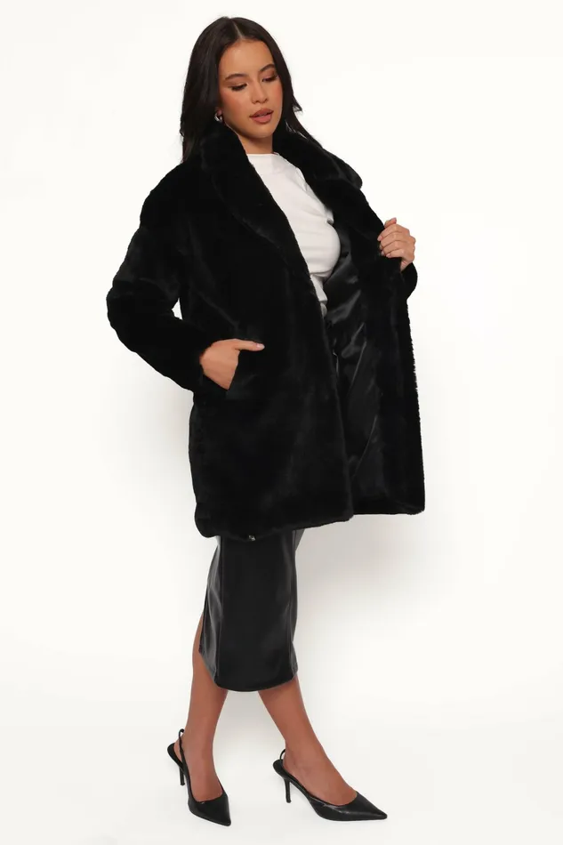 Jackets and Coats Meeka Faux Fur Jacket Black Petal and Pup Women