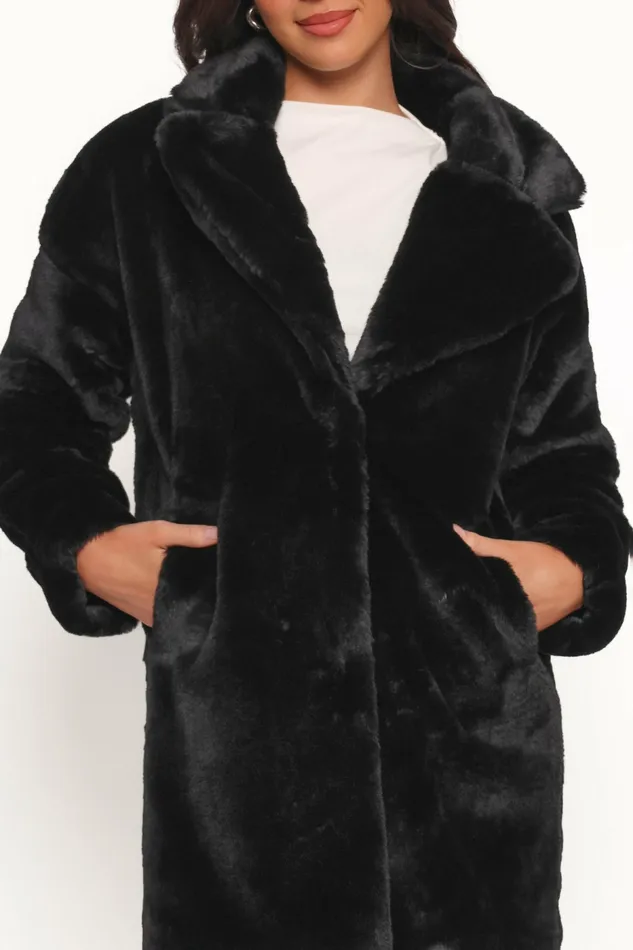 Jackets and Coats Meeka Faux Fur Jacket Black Petal and Pup Women