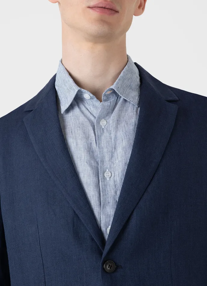 Jackets and Coats ussunspel Men Linen Unstructured Blazer Light Navy Jackets and Coats ussunspel Men Linen Unstructured Blazer Light Navy