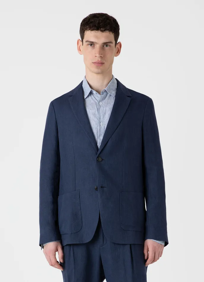 Jackets and Coats ussunspel Men Linen Unstructured Blazer Light Navy Jackets and Coats ussunspel Men Linen Unstructured Blazer Light Navy