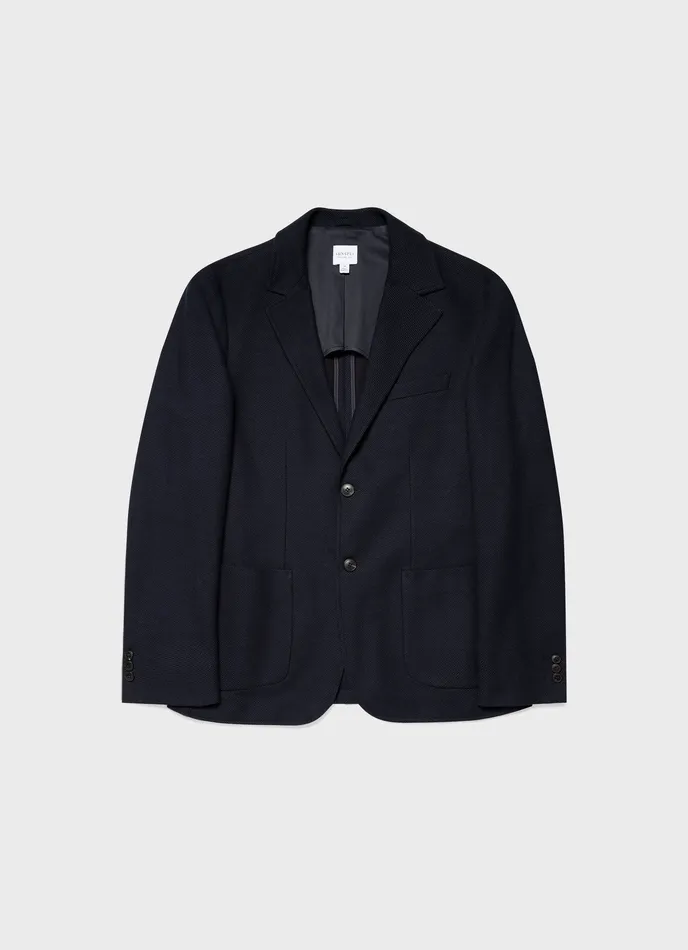 Jackets and Coats ussunspel Men Piqu Unstructured Blazer Navy