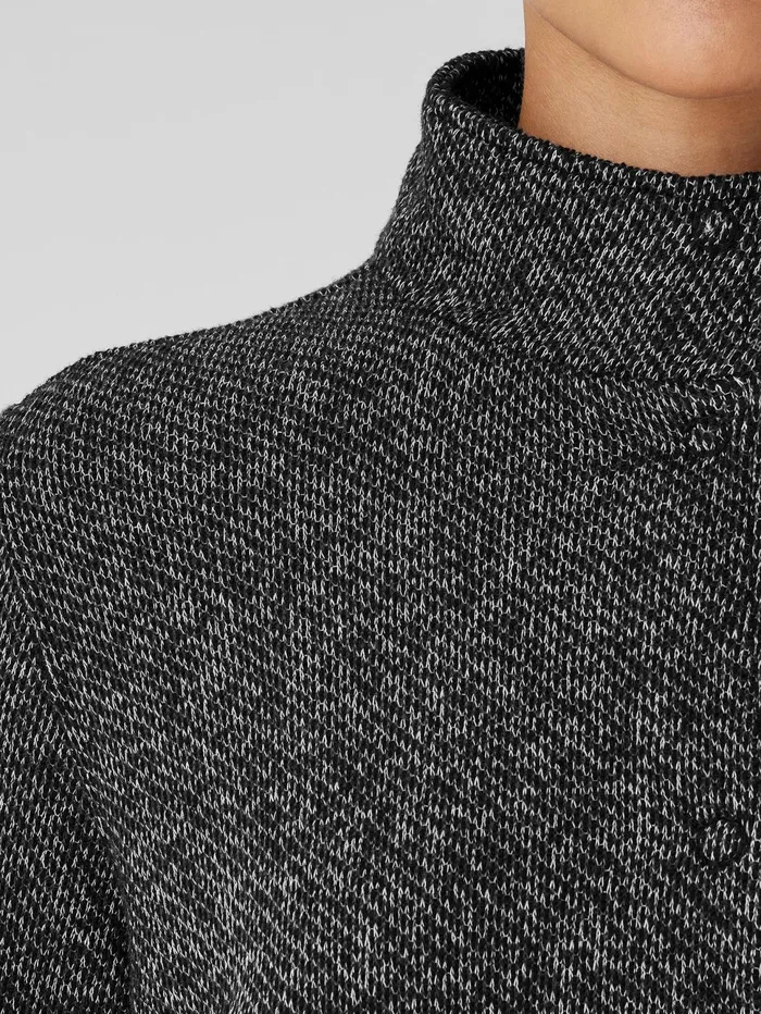 Jackets Coats and Vests Women Eileen Fisher Organic Cotton Terry Stand Collar Jacket Blacksoftwhite