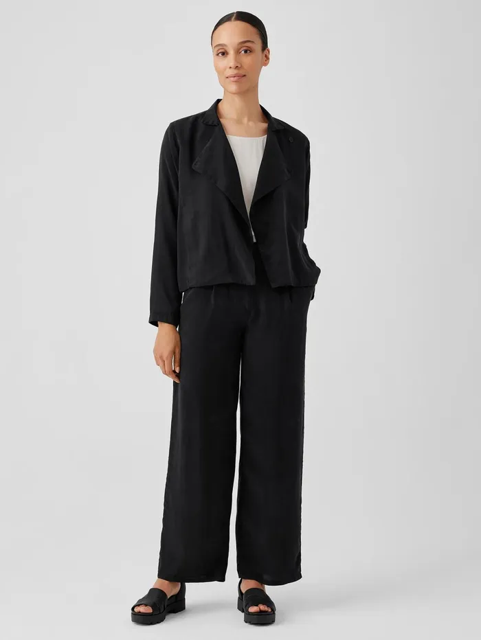 Jackets Coats and Vests Women Eileen Fisher Sandwashed Twill Stand Collar Jacket Black