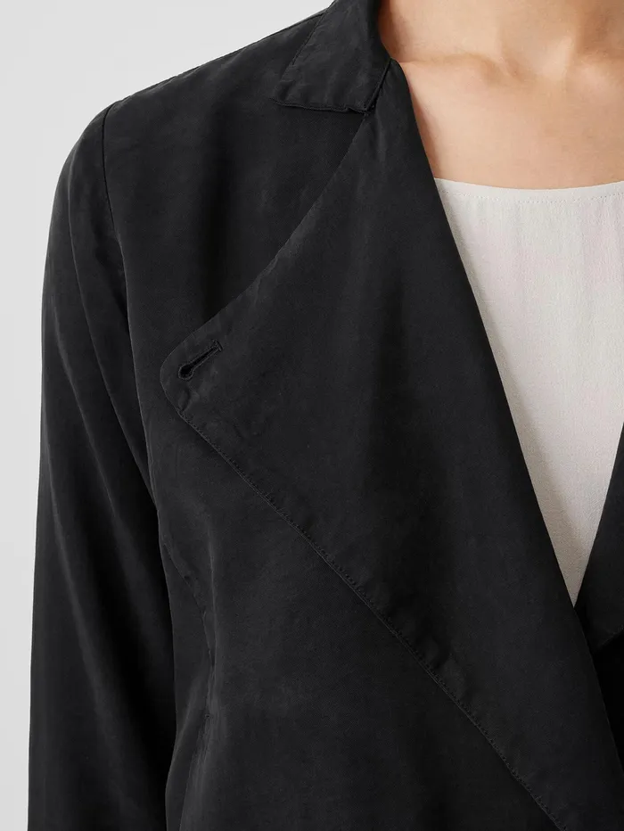Jackets Coats and Vests Women Eileen Fisher Sandwashed Twill Stand Collar Jacket Black