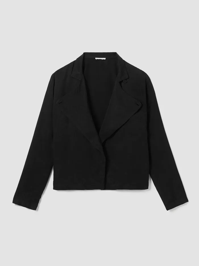 Jackets Coats and Vests Women Eileen Fisher Sandwashed Twill Stand Collar Jacket Black