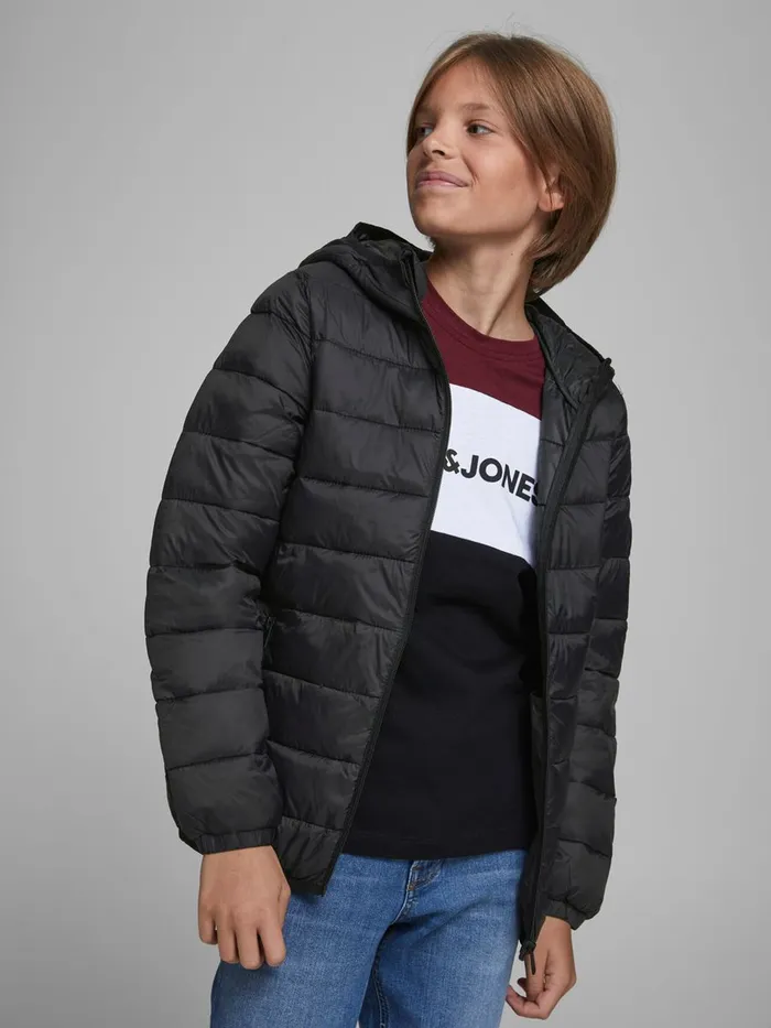 Jackets JACK and JONES Junior BOYS COLOUR BLOCK PUFFER JACKET Black Black