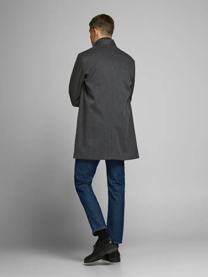 Jackets JACK and JONES Mens HERRINGBONE COAT Grey Black