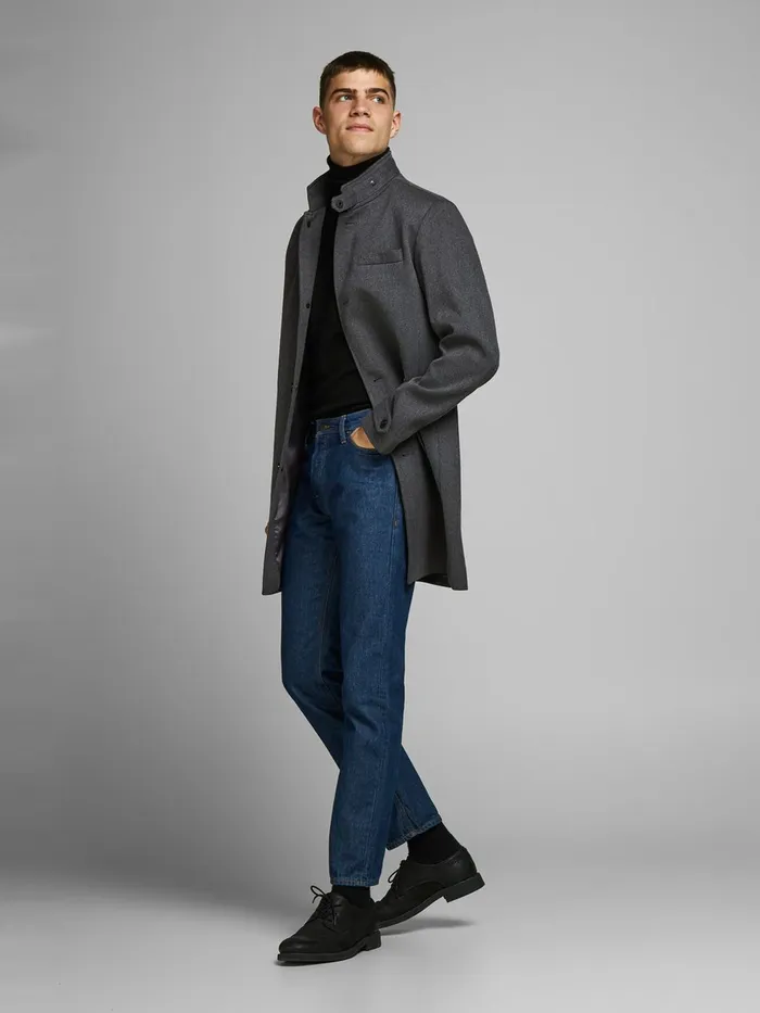 Jackets JACK and JONES Mens HERRINGBONE COAT Grey Black