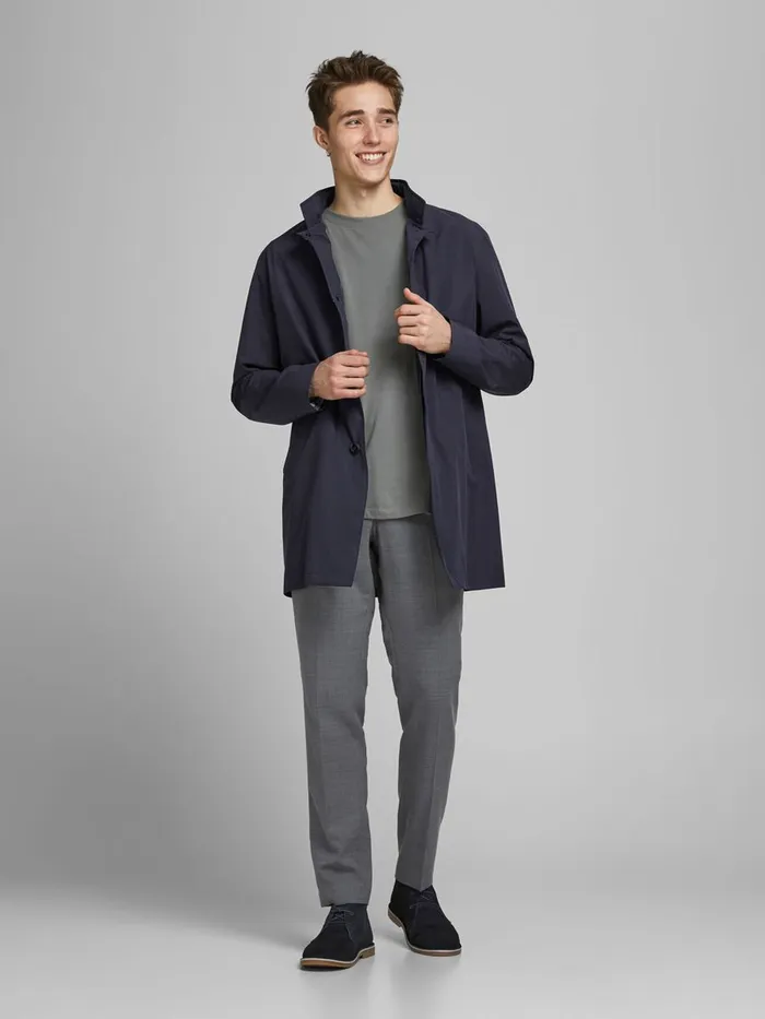 Jackets JACK and JONES Mens HIDDEN HOOD MAC COAT Blue New Navy