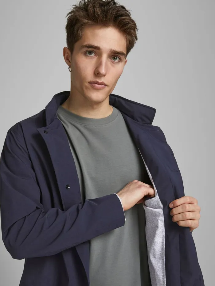 Jackets JACK and JONES Mens HIDDEN HOOD MAC COAT Blue New Navy