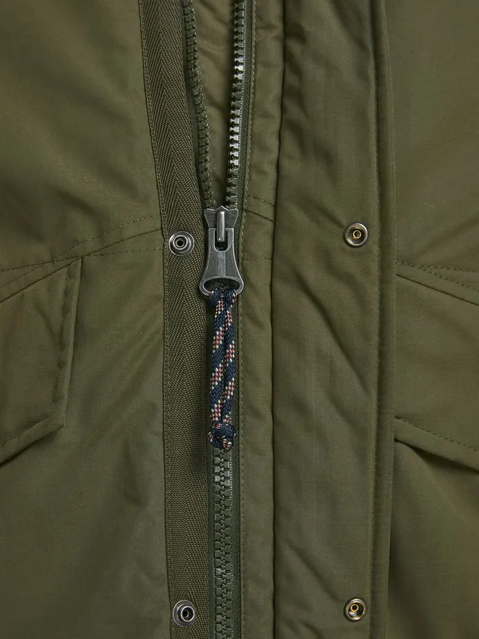 Jackets JACK and JONES Mens HOODED PLUS SIZE PARKA Green Olive Night