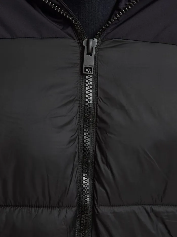 Jackets JACK and JONES Mens HOODED PLUS SIZE PUFFER JACKET Black Black