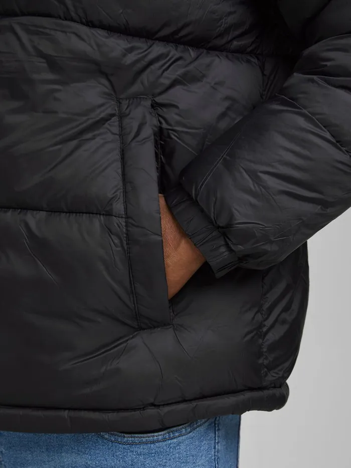 Jackets JACK and JONES Mens HOODED PLUS SIZE PUFFER JACKET Black Black