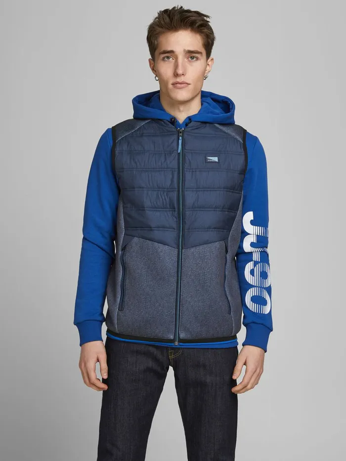 Jackets JACK and JONES Mens HYBRID WAISTCOAT Blue Navy Blazer