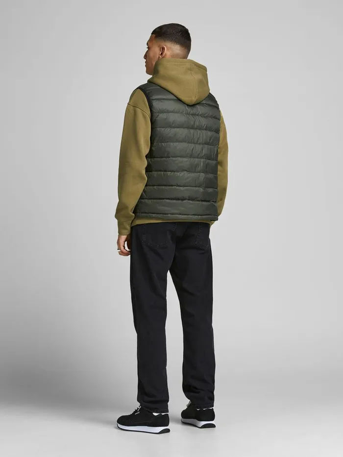 Jackets JACK and JONES Mens PADDED NYLON GILET Green Forest Night