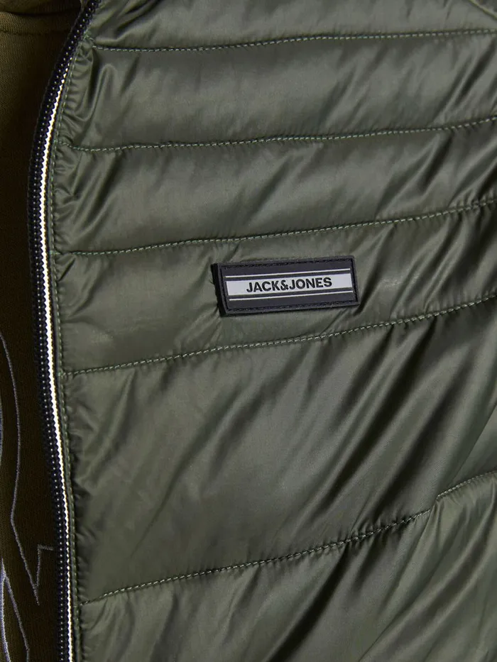 Jackets JACK and JONES Mens PADDED NYLON GILET Green Forest Night