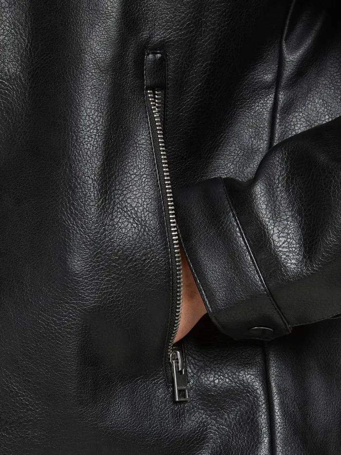 Jackets JACK and JONES Mens RACER FAUX LEATHER JACKET Black Black