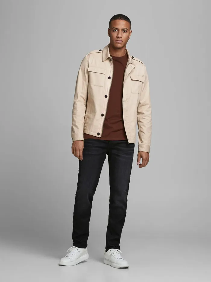 Jackets JACK and JONES Mens UTILITY COTTON JACKET Beige White Pepper