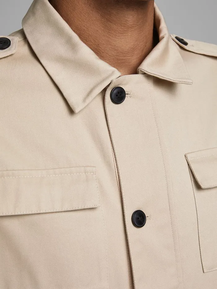 Jackets JACK and JONES Mens UTILITY COTTON JACKET Beige White Pepper