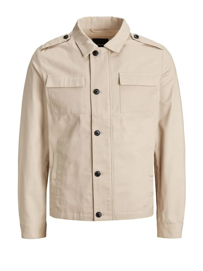 Jackets JACK and JONES Mens UTILITY COTTON JACKET Beige White Pepper