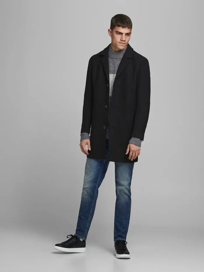 Jackets JACK and JONES Mens WOOL BLEND COAT Black Black