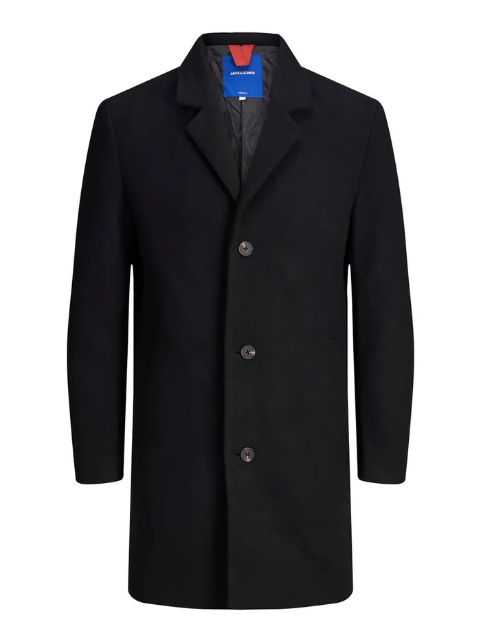 Jackets JACK and JONES Mens WOOL BLEND COAT Black Black