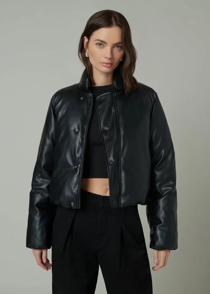 Jackets Outerwear Women Joe8217s Jeans THE KIKI VEGAN LEATHER BOMBER JACKET Black