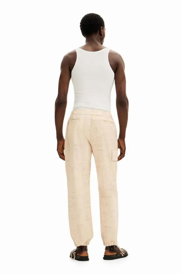 Jeans And Trousers Men Desigual Printed Cargo Pants Brown