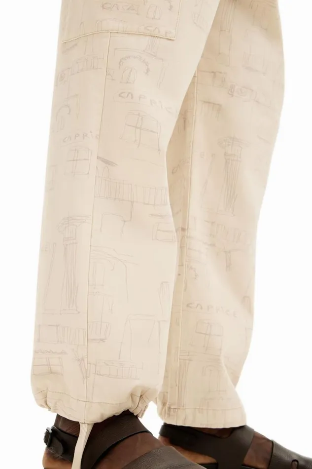 Jeans And Trousers Men Desigual Printed Cargo Pants Brown