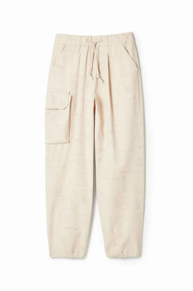 Jeans And Trousers Men Desigual Printed Cargo Pants Brown