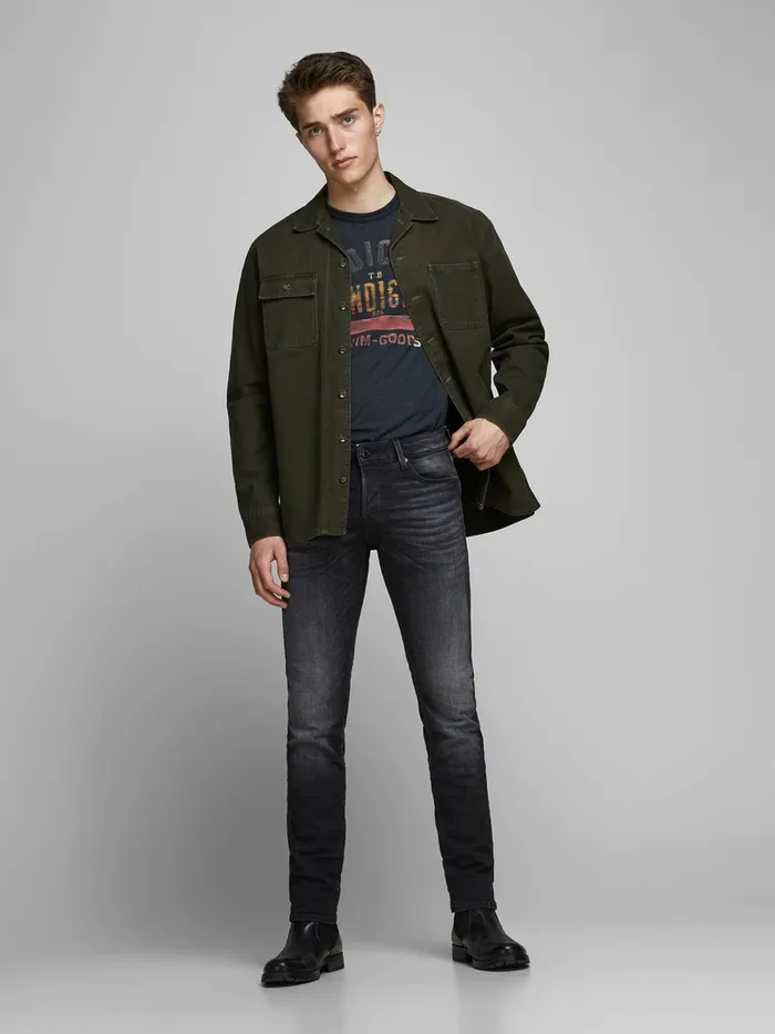 Jeans JACK and JONES Mens GLENN ICON 557 50SPS SLIM FIT JEANS Blue Black Denim