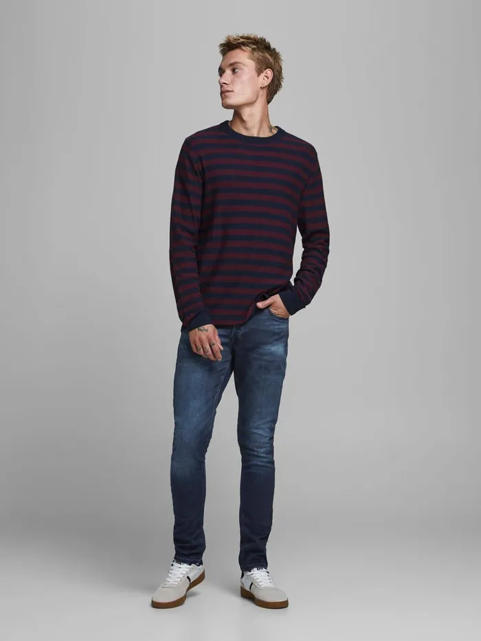 Jeans JACK and JONES Mens GLENN ORIGIANL GE 011 INDIGO KNIT SLIM FIT JEANS Blue Blue Denim