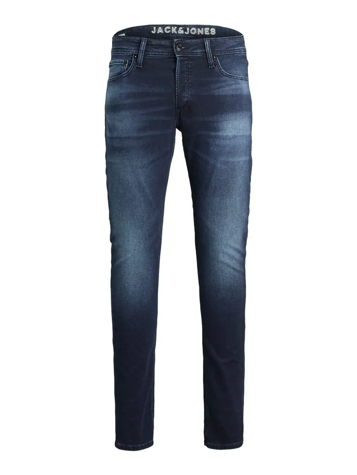Jeans JACK and JONES Mens GLENN ORIGIANL GE 011 INDIGO KNIT SLIM FIT JEANS Blue Blue Denim